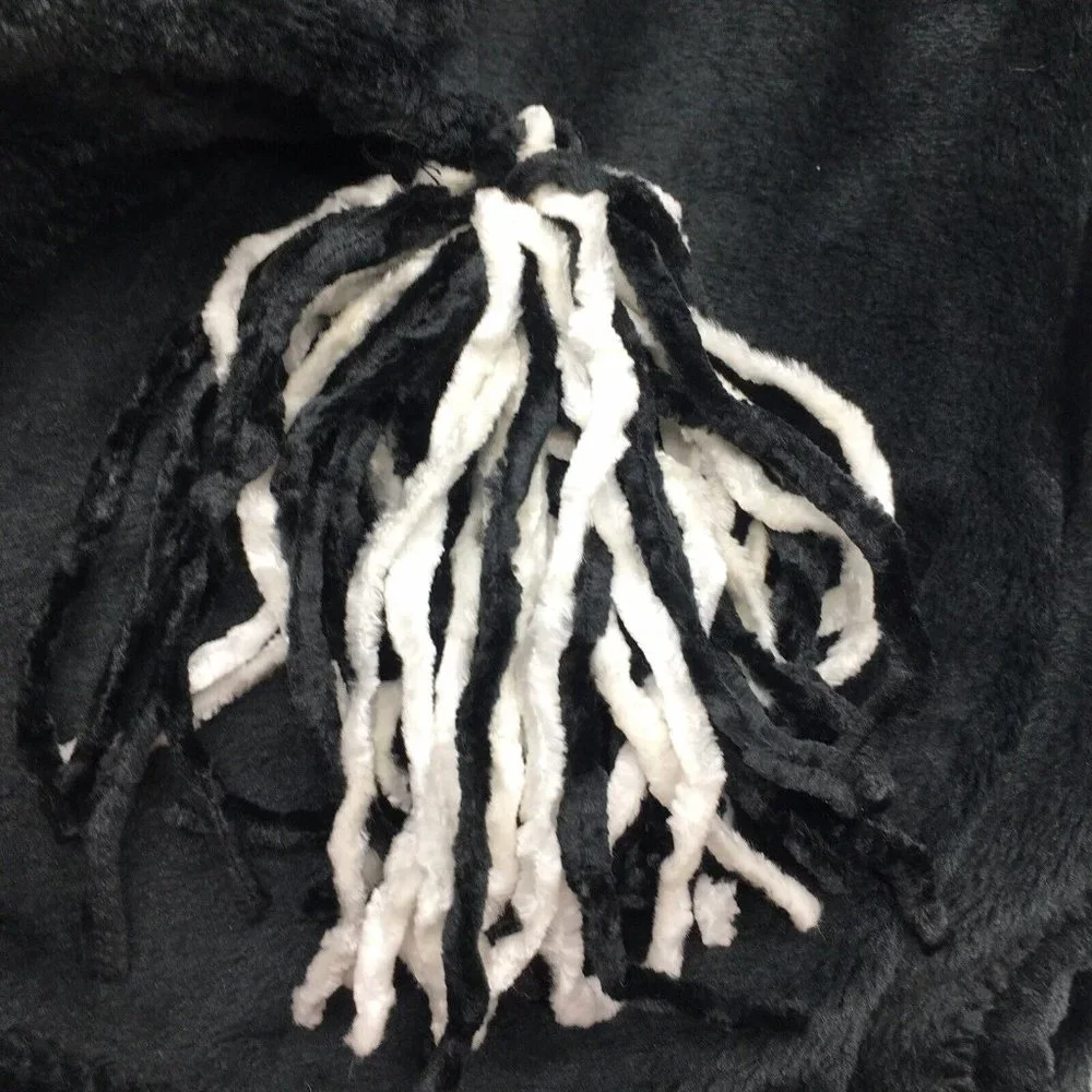 Rae Dunn Halloween FRIGHT NIGHT Fleece Throw Blanket Tassels Spiderwebs 50x70